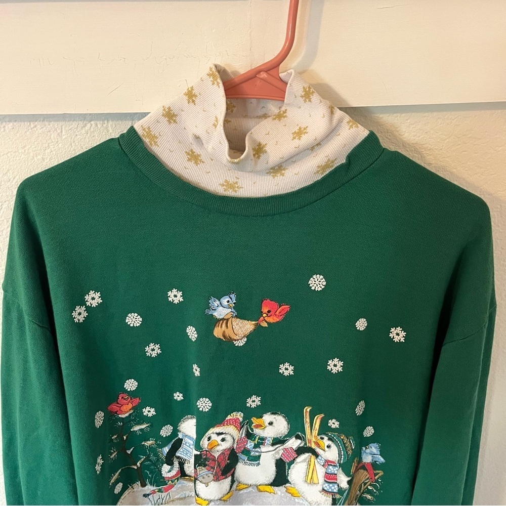 Vintage Nutcracker Women's XL Penguin Winter Turtleneck Sweatshirt. - Picture 2 of 9